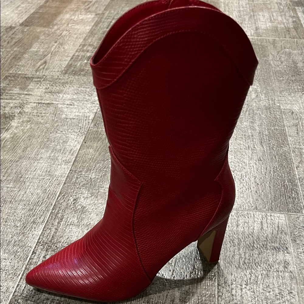 Chinese Laundry Red Pointed Western High-Heel Boots